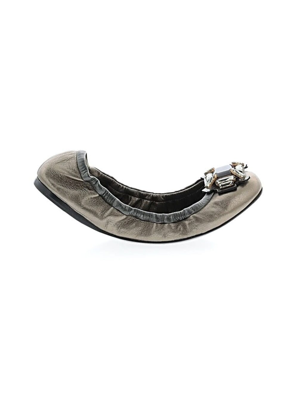 Miu Miu Metallic Leather Crystal Embellished Ballet Flats EU 40 - Picture 2 of 8